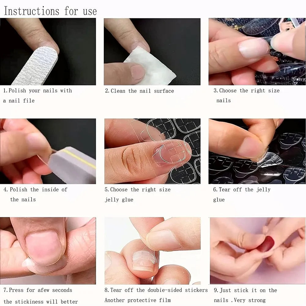 1200Pcs Double-Sided Nail Adhesive Stickers Waterproof Breathable Transparent False Nail Glue Sticker Jelly Nail Tips DIY Tool