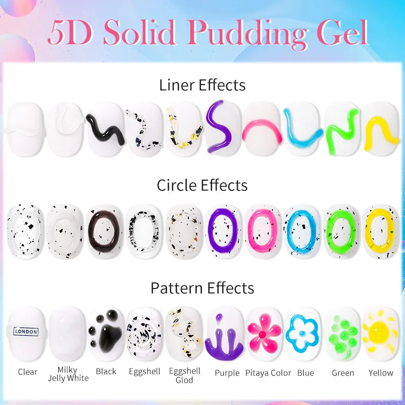 LYCUTE 10ml 5D Solid Pudding Nail Gel Translucent Korean Style Liner Emboss Painting Texture Gel Nail Art Decoration