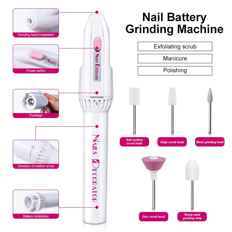 5 In 1 MINI Electric Nail Drill Kit Manicure Pedicure Grinding Polishing Nail Art Sanding File Pen Tools Machine