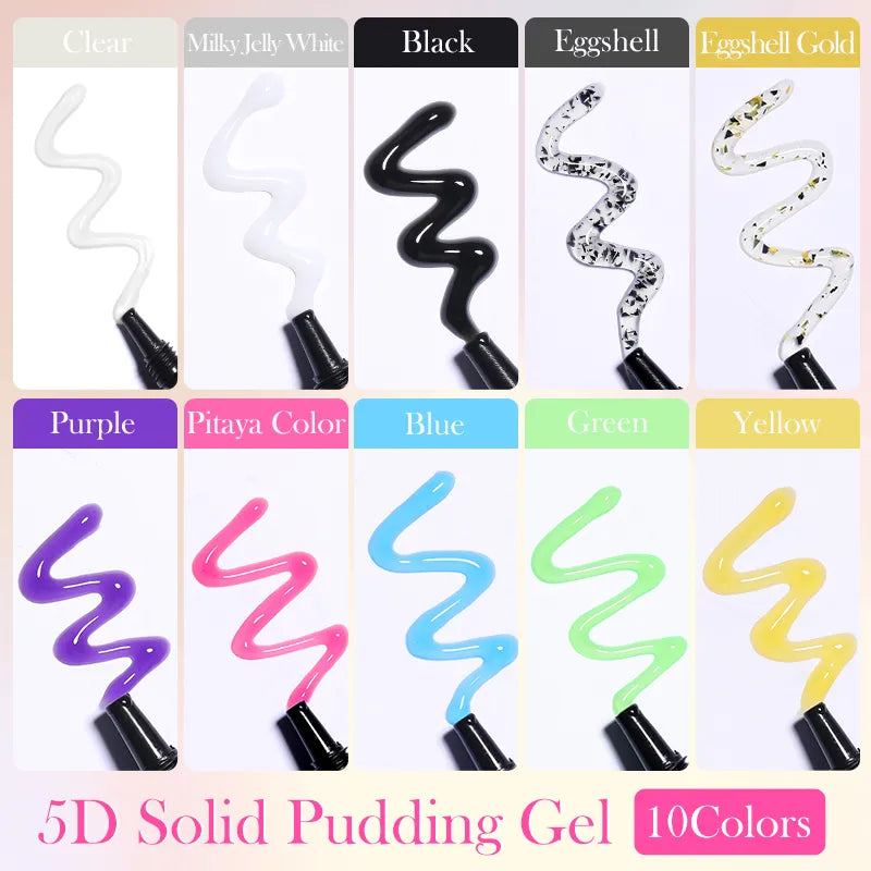 LYCUTE 10ml 5D Solid Pudding Nail Gel Translucent Korean Style Liner Emboss Painting Texture Gel Nail Art Decoration