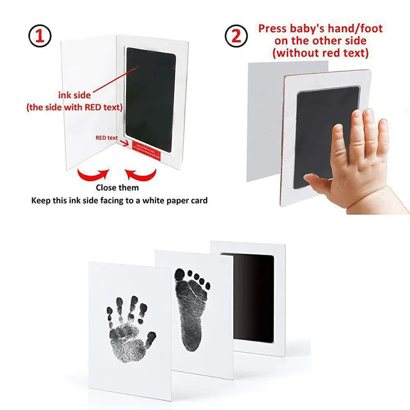 Newborn Baby DIY Hand And Footprint Kit Ink Pads Photo Frame Handprint Toddlers Souvenir Accessories Safe Clean Baby Shower Gift