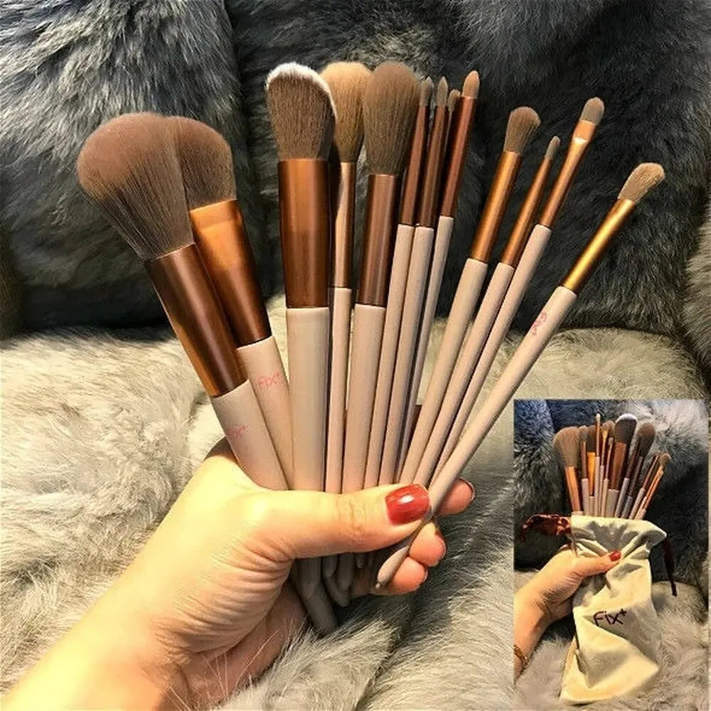 13 PCS Makeup Brushes Set Eye Shadow Foundation Women Cosmetic Brush Eyeshadow Blush Beauty Soft Make Up Tools Bag