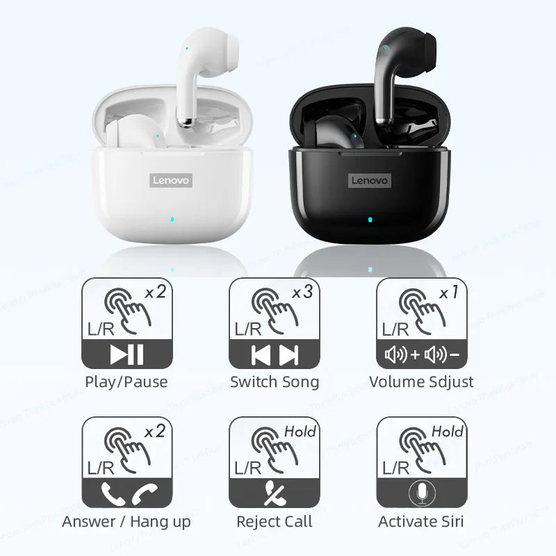 Original Lenovo LP40 Pro TWS Earphones Wireless Bluetooth 5.1 Sport Noise Reduction Headphones Touch Control 250mAH 2022 New