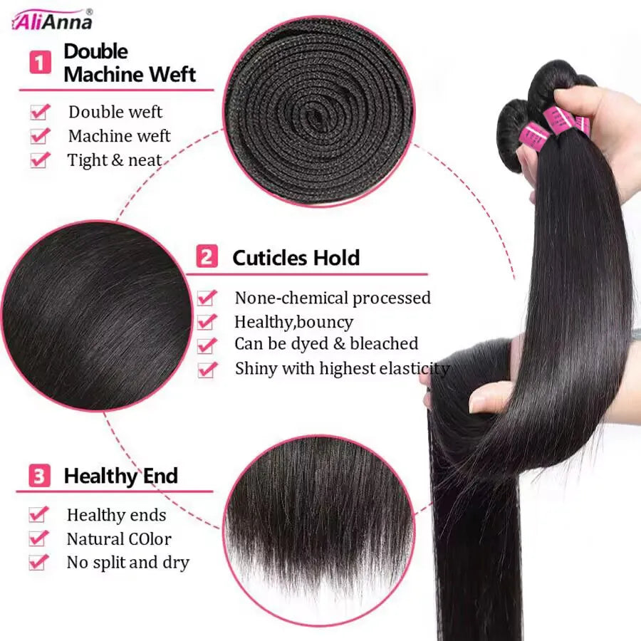 Human Hair Bundles Brazilian Hair Weave Bundles Straight Human Hair Extensions